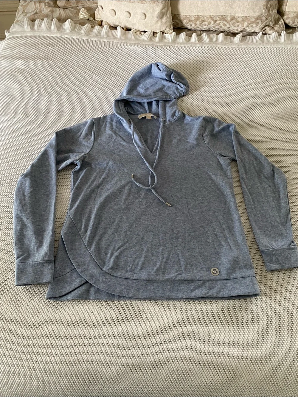 Michael Kors Blue Hooded Pullover Sweatshirt Size Small Soft Stretch